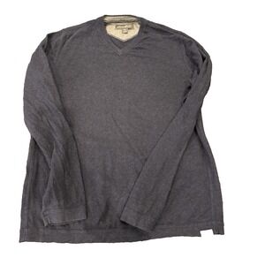 Eddie Bauer Navy Cotton Merino Wool V Neck thermal Pullover size medium mens